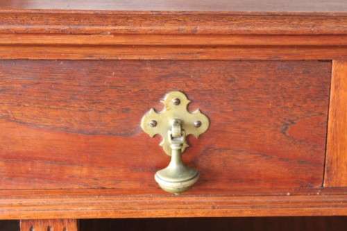 A spectacular antique Victorian honeyed-oak lead-glass door hutch buffet/ side server cabinet
