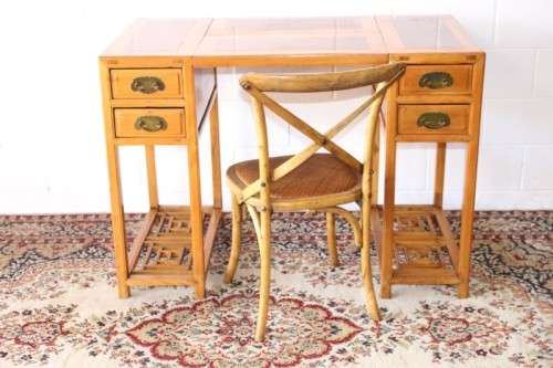 An ultra-rare antique Chinese "Huanghuali four-section desk" with four drawers in Elm and Teak wood