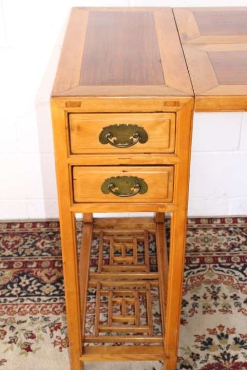 An ultra-rare antique Chinese "Huanghuali four-section desk" with four drawers in Elm and Teak wood