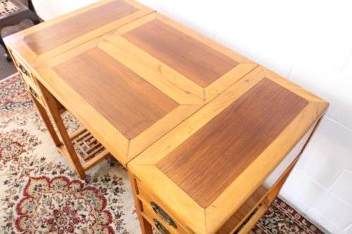 An ultra-rare antique Chinese "Huanghuali four-section desk" with four drawers in Elm and Teak wood