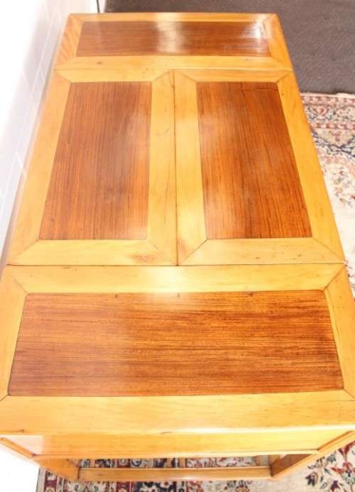 An ultra-rare antique Chinese "Huanghuali four-section desk" with four drawers in Elm and Teak wood