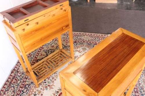 An ultra-rare antique Chinese "Huanghuali four-section desk" with four drawers in Elm and Teak wood