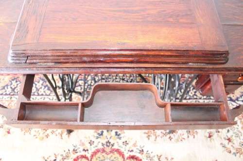 Stunning antique 1937 Singer treadle sewing machine in its original fold-away cast-iron & oak stand