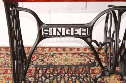 Stunning antique 1937 Singer treadle sewing machine in its original fold-away cast-iron & oak stand