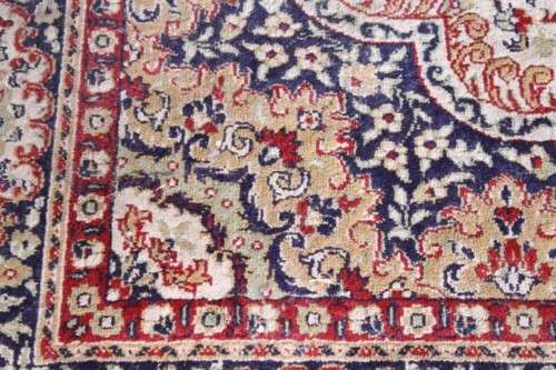 A stunning large 3m x 2m Turkish made Gumussuyu Topkapi Carpet in blue, green, creams & earthy tones