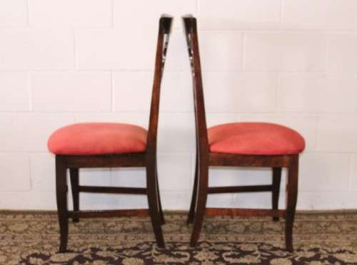 **RS17** A beautiful set of six carved mahogany lyre-back dining chairs with upholstered seats