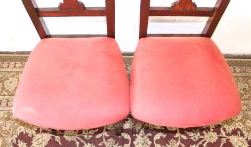 **RS17** A beautiful set of six carved mahogany lyre-back dining chairs with upholstered seats