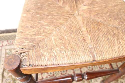 **RS17** A wonderful antique oak ladder-back dining/ occasional chair with a woven grass seat