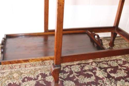 A wonderful solid Imbuia 2-tier tea/ drinks trolley with removable tray on its original castors