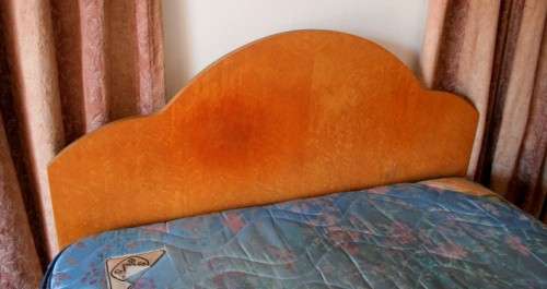 A vintage retro styled double (138cm)  bed incl. spring base, headboard, footboard & mattress