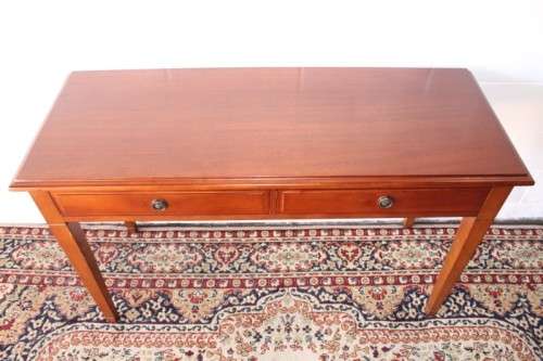 A stunning and well made quality double-drawer mahogany hallway/ console table with ring handles