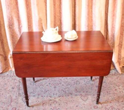 vintage drop leaf occasional table with ornate brass castors and a drawer-Lifespace Sale