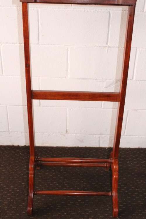An awesome tall vintage Pakistani solid Teak dumb valet clothing stand w/ cuff-link box & shoe rack