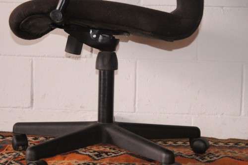**RS17** 2x mobile high-back office/ desk chairs; one is black the other is brown - one bid for both