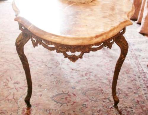A superb solid brass and marble top oval coffee table. - stunning in formal lounges, entrances!!