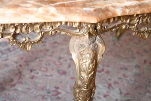 A superb solid brass and marble top oval coffee table. - stunning in formal lounges, entrances!!