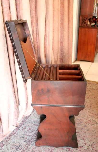 A spectacular and beautifully made vintage Imbuia "Mc Namees" jewellery stand with a drawer.