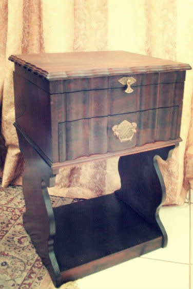 A spectacular and beautifully made vintage Imbuia "Mc Namees" jewellery stand with a drawer.