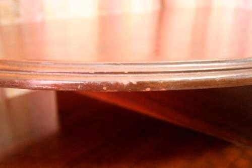 A beautiful vintage solid Imbuia scalloped edge Queen Anne half moon display/ occasional table