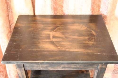 A good, well made solid wood occasional table with a rustic gold paint technique. Lifespace Sale