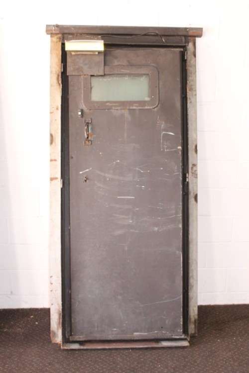 A solidly made steel strongroom/ vault security door w/ a window -Lifespace Sale