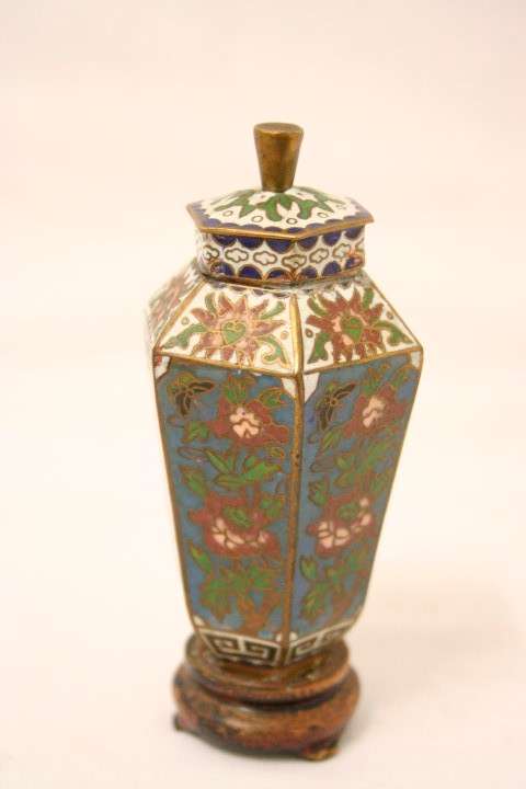 A hand painted solid brass urn vase with colourful floral detailing-Lifespace Sale