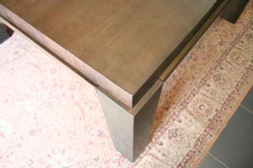 A stunning, new ultra modern 8 seater square dining room table w/ 8 high back upholstered chairs!