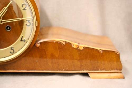 A gorgeous German made Art deco style "EMES" wind up gong chiming mantle clock in working condition.