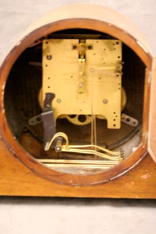 A gorgeous German made Art deco style "EMES" wind up gong chiming mantle clock in working condition.