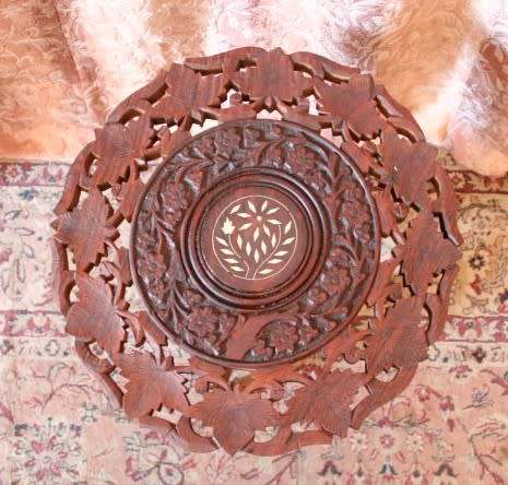 A superb vintage Indian hand carved side table with inlay work in wonderful condition-Lifespace Sale