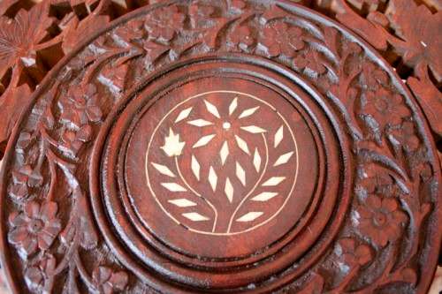 A superb vintage Indian hand carved side table with inlay work in wonderful condition-Lifespace Sale