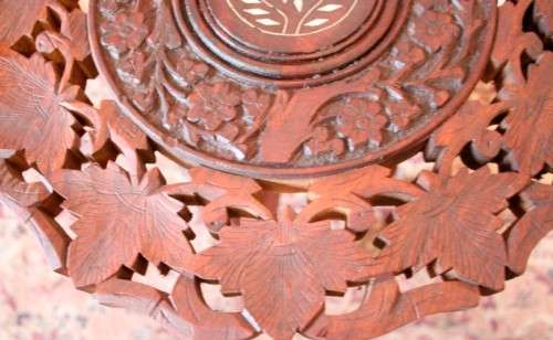 A superb vintage Indian hand carved side table with inlay work in wonderful condition-Lifespace Sale