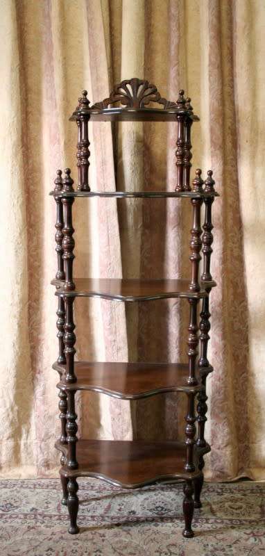 A gorgeous tall vintage five-tier Imbuia "Whatnot" display shelf  - perfect for that empty corner