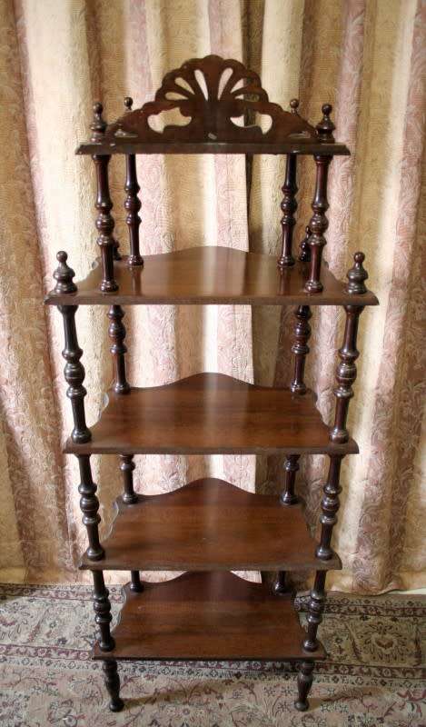 A gorgeous tall vintage five-tier Imbuia "Whatnot" display shelf  - perfect for that empty corner