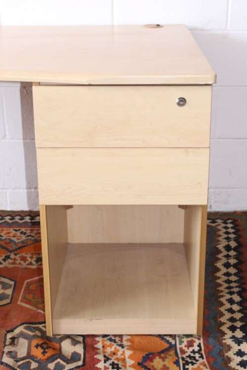 A larger 7-drawer cedar-colour desk with cable holes and a stationary top-drawer tray-Lifespace Sale