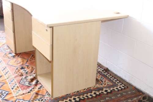 A larger 7-drawer cedar-colour desk with cable holes and a stationary top-drawer tray-Lifespace Sale
