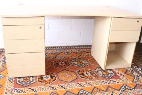 A larger 7-drawer cedar-colour desk with cable holes and a stationary top-drawer tray-Lifespace Sale