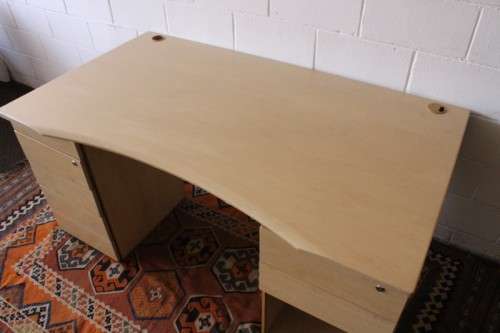 A larger 7-drawer cedar-colour desk with cable holes and a stationary top-drawer tray-Lifespace Sale