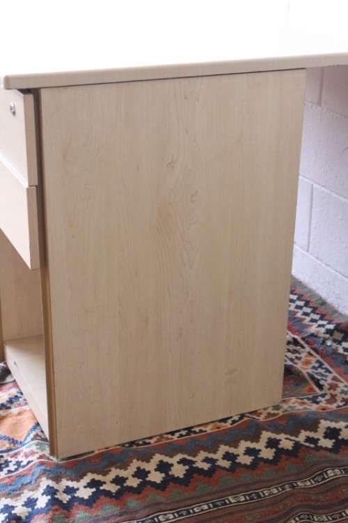 A larger 7-drawer cedar-colour desk with cable holes and a stationary top-drawer tray-Lifespace Sale