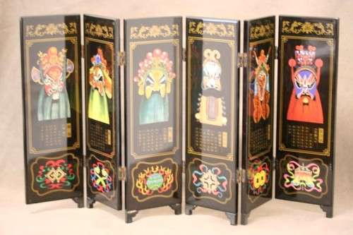 A stunning six-panel black lacquer ornamental divider-Lifespace Sale