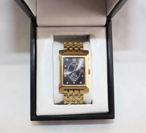 A classy original Frederick Stein "Excellence Diamond" gold plated gents wrist watch in its box