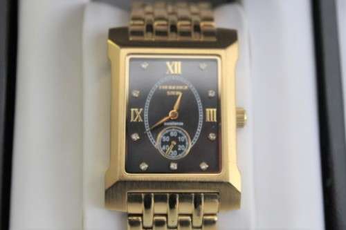 A classy original Frederick Stein "Excellence Diamond" gold plated gents wrist watch in its box