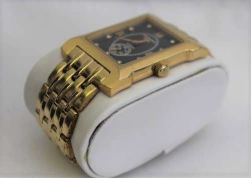 A classy original Frederick Stein "Excellence Diamond" gold plated gents wrist watch in its box