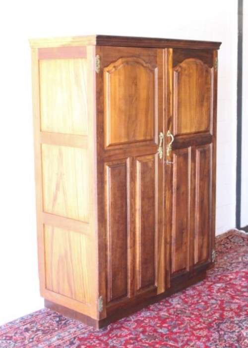 An awesome vintage solid Imbuia 2-door wardrobe with ample hanging space and packing space
