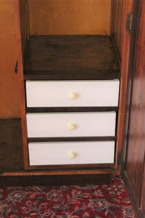 An awesome vintage solid Imbuia 2-door wardrobe with ample hanging space and packing space