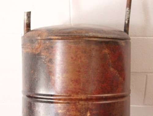 A scarce vintage/ antique? solid copper 150l geyser cylinder;  perfect for a stiller/ fireplace etc