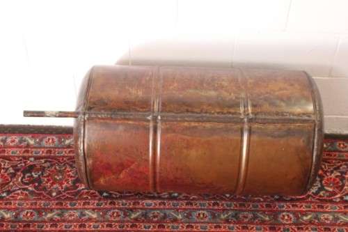 A scarce vintage/ antique? solid copper 150l geyser cylinder;  perfect for a stiller/ fireplace etc