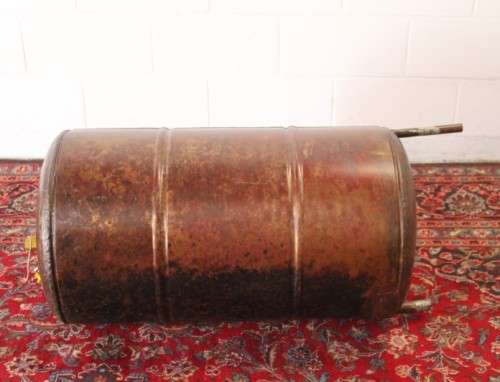 A scarce vintage/ antique? solid copper 150l geyser cylinder;  perfect for a stiller/ fireplace etc