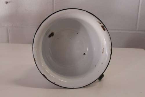 A rare antique Edwardian hand made wooden child's "potty seat" with enamelled potty Lifespace Sale