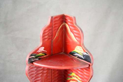 A gorgeous, colourful little vintage two-tier "Whatnot" display shelf  - perfect on a dresser.